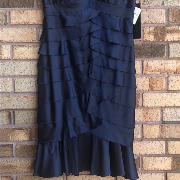 Aiden Mattox Navy Blue Silk Ruffled Dress!! - Picture 3 of 8